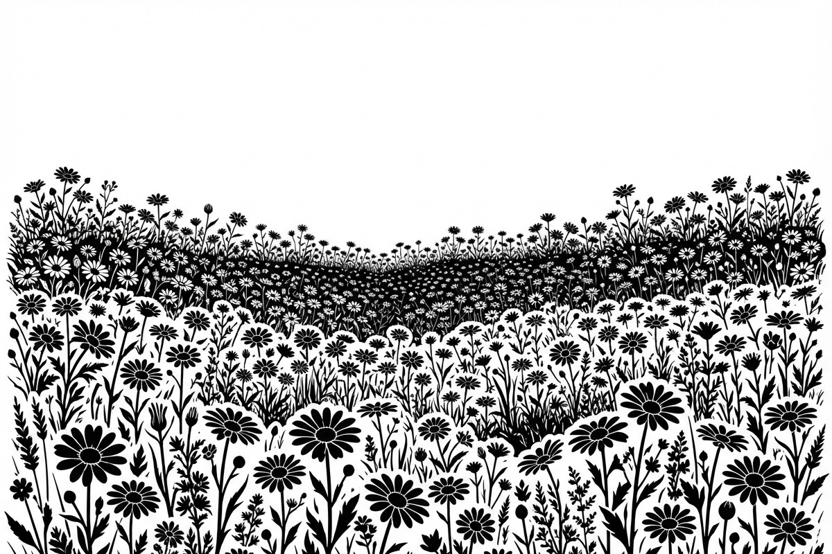 60 Daisy Flower Field Silhouette, a Seasonal Illustration by Amazin_art (Photo 7 of 22)