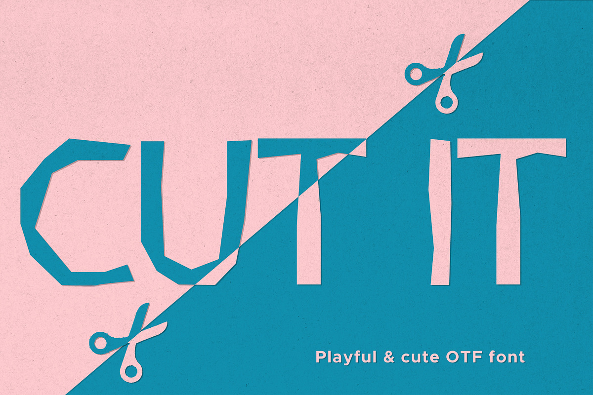 Cut It! Playful & cute cutout font, a Serif Font by Begin Again (Photo 1 of 8)
