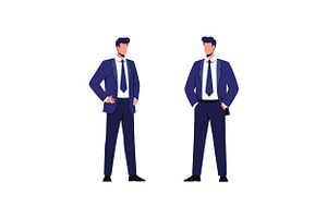Two business professionals in stylis, an Illustration by designvectx