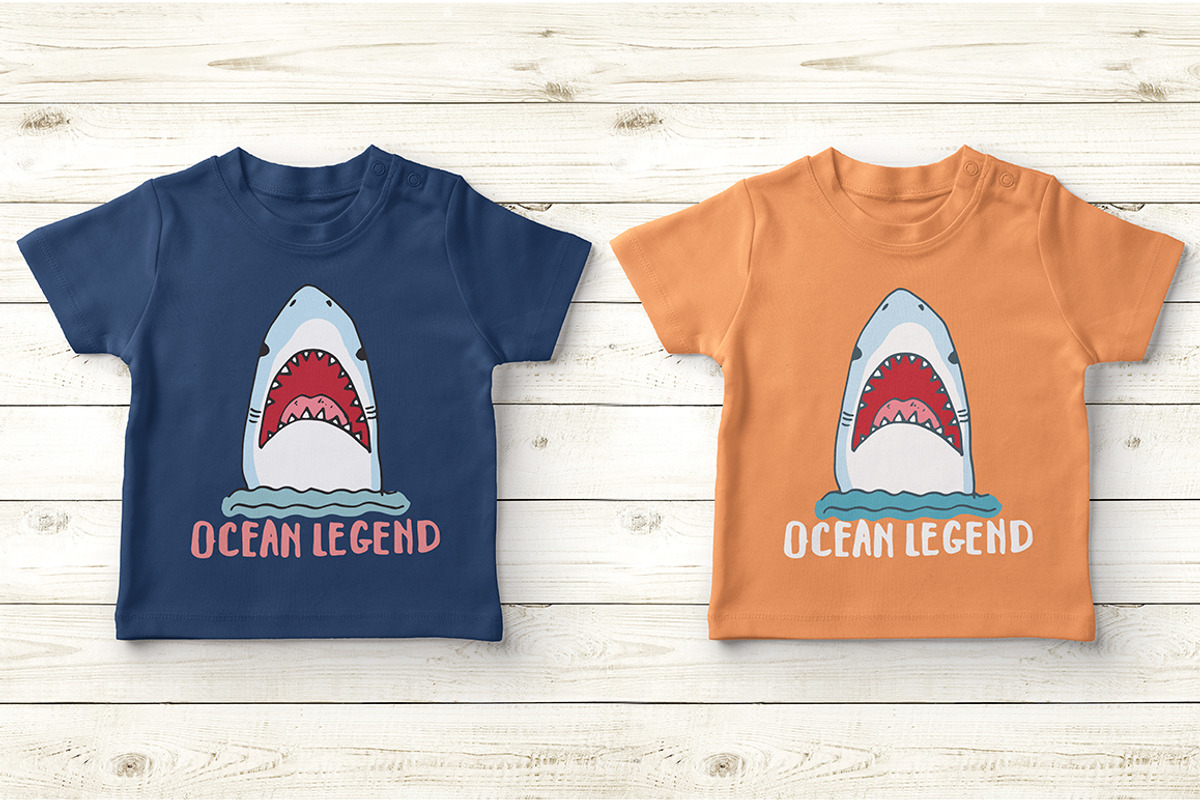 Cute Sharks Set and Patterns, an Animal Illustration by Lemon Workshop (Photo 4 of 16)