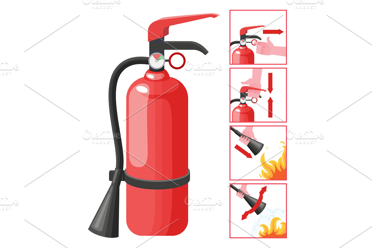 Fire extinguisher instruction, an Illustration by Things for designers