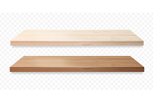 Realistic wooden shelves. 3d shelf, an Object Illustration by Stock-Smart-Start