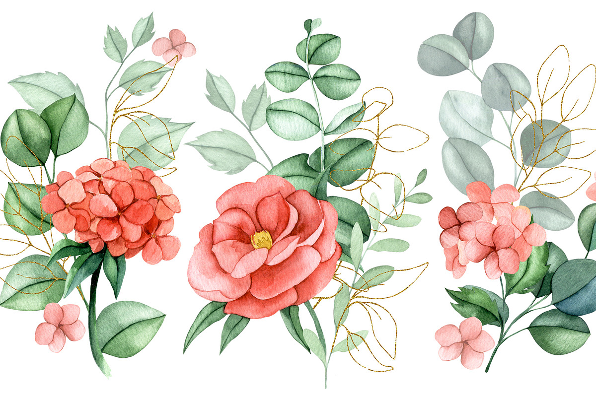 Pink flowers. Watercolor collection, a Decorative Illustration by made by Tanya (Photo 4 of 5)