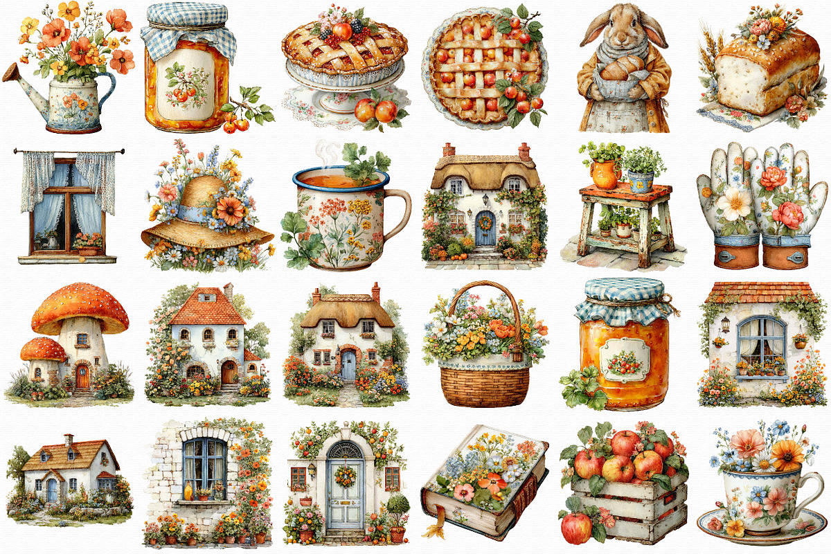 Whimsical Cottagecore Clipart Set, an Illustration by Libby Wishes (Photo 4 of 6)