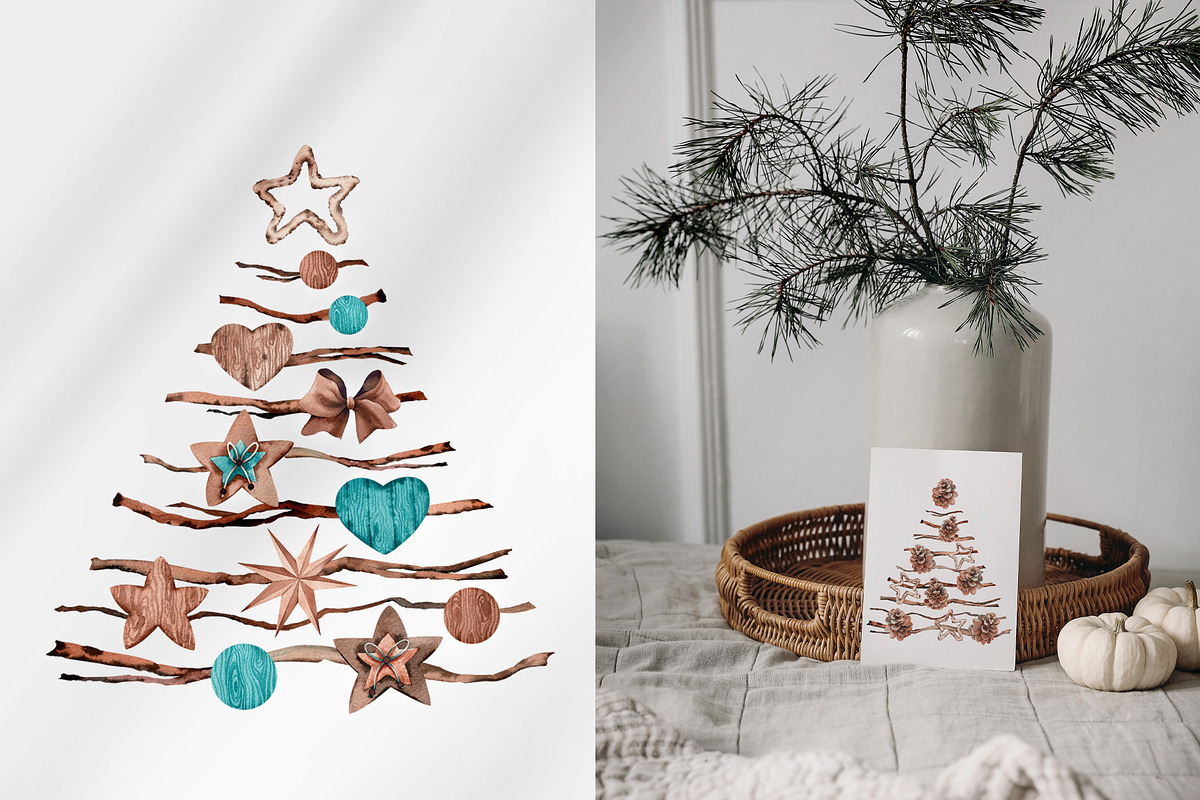 Christmas Pine Branches & Wood Decor, a Decorative Illustration by Jeanna Draw (Photo 2 of 15)