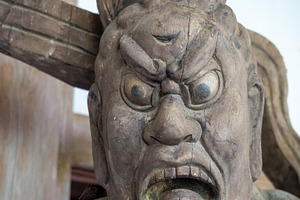 Statue of Nio guardian head at Mitaki-Dera in Hiroshima, Japan, an Architecture Photo by GoodGoods