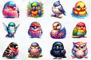 Funny Grumpy Birds Clipart, an Animal Illustration by RobertsArt (Thumbnail 2 of 7)