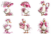 Coquette Goose Whimsical Clipart, a Seasonal Illustration by Designking (Thumbnail 3 of 5)