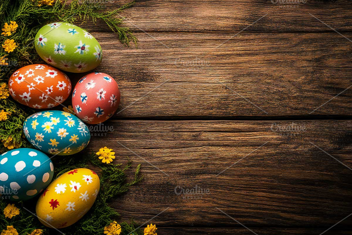 easter eggs on a wooden table, a Holiday Photo by VetalStock (Photo 3 of 7)