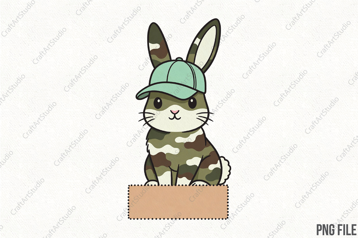 Personalized Kids Camo Easter Bunny, an Illustration by CraftArtStudio (Photo 1 of 4)