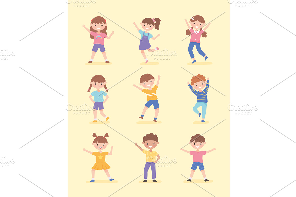 set of happy kids, a Person Illustration by studiogstock