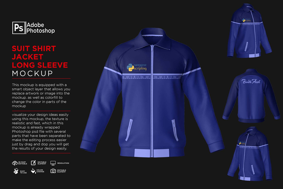Suit Shirt Jacket Mockup, a Shirt Mockup by Nanggroe Scripting (Photo 1 of 9)