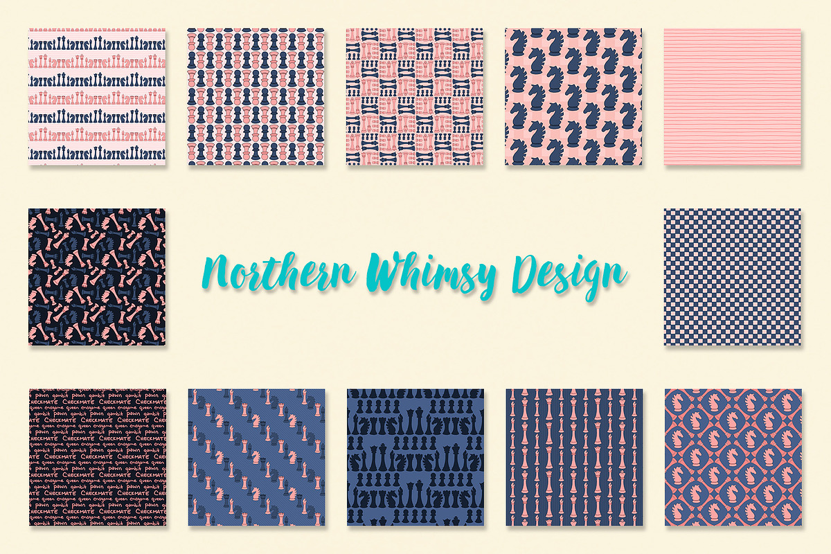Chess Patterns in Pink and Blue, a Pattern Graphic by Northern Whimsy Design (Photo 3 of 4)