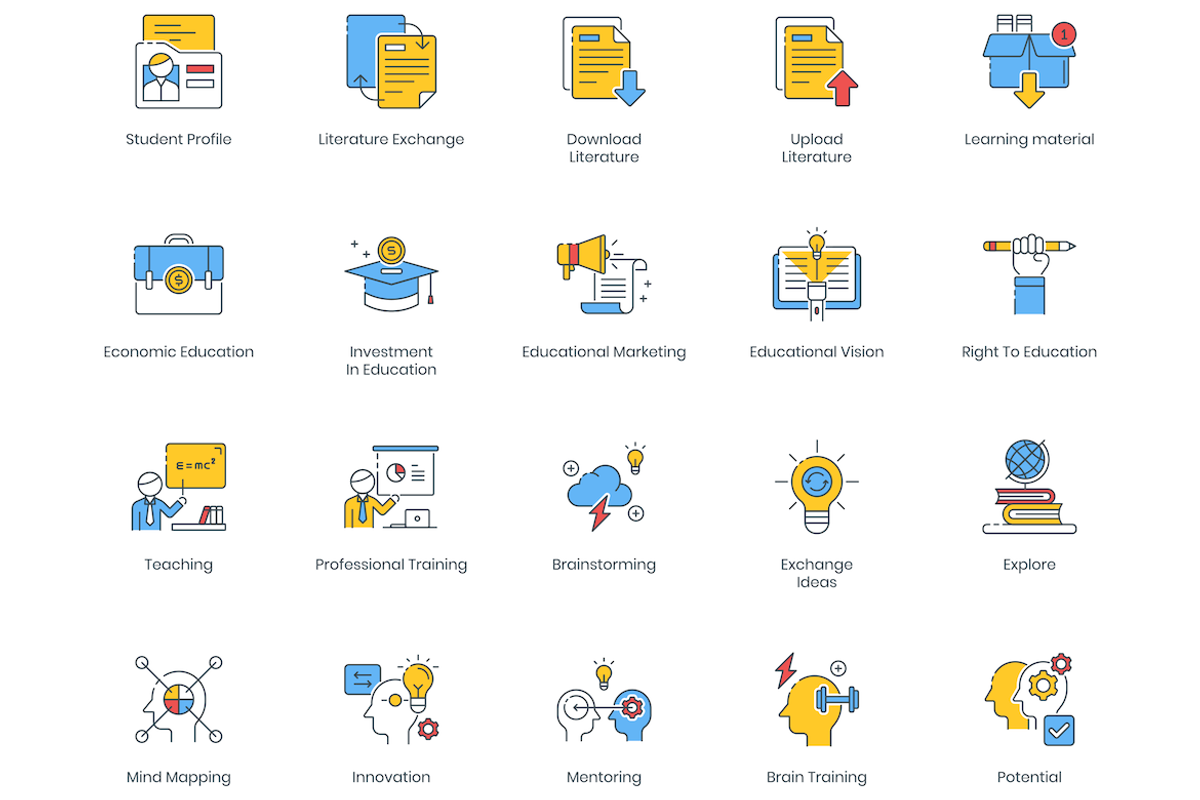 100 Online Education Icons, an Outline Icon by Flat Icons (Photo 5 of 6)