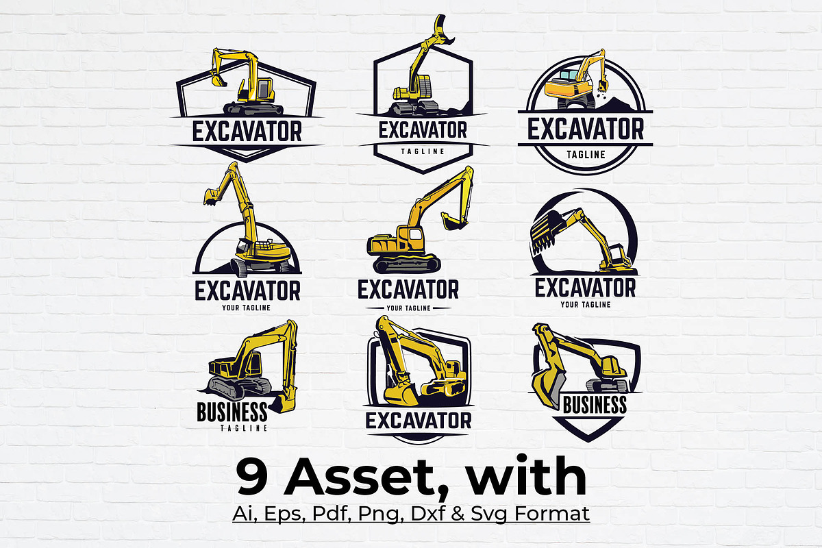 9 Set Excavator Logo PNG SVG, an Object Graphic by Guavanaboy (Photo 2 of 5)