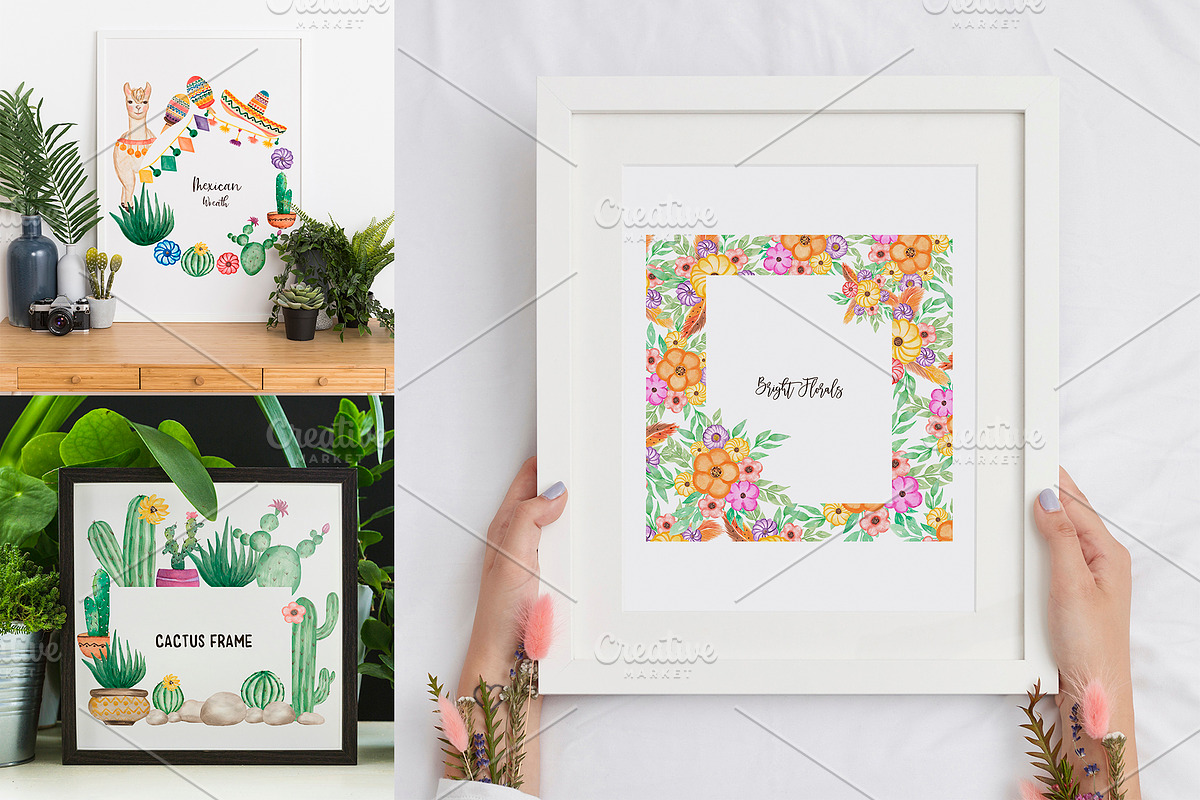 Watercolor Mexican Llamas & Cacti, an Animal Illustration by MayaNavits (Photo 10 of 12)
