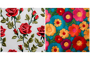 Embroidered Flower Flowers, a Background Graphic by IrySha (Thumbnail 3 of 8)