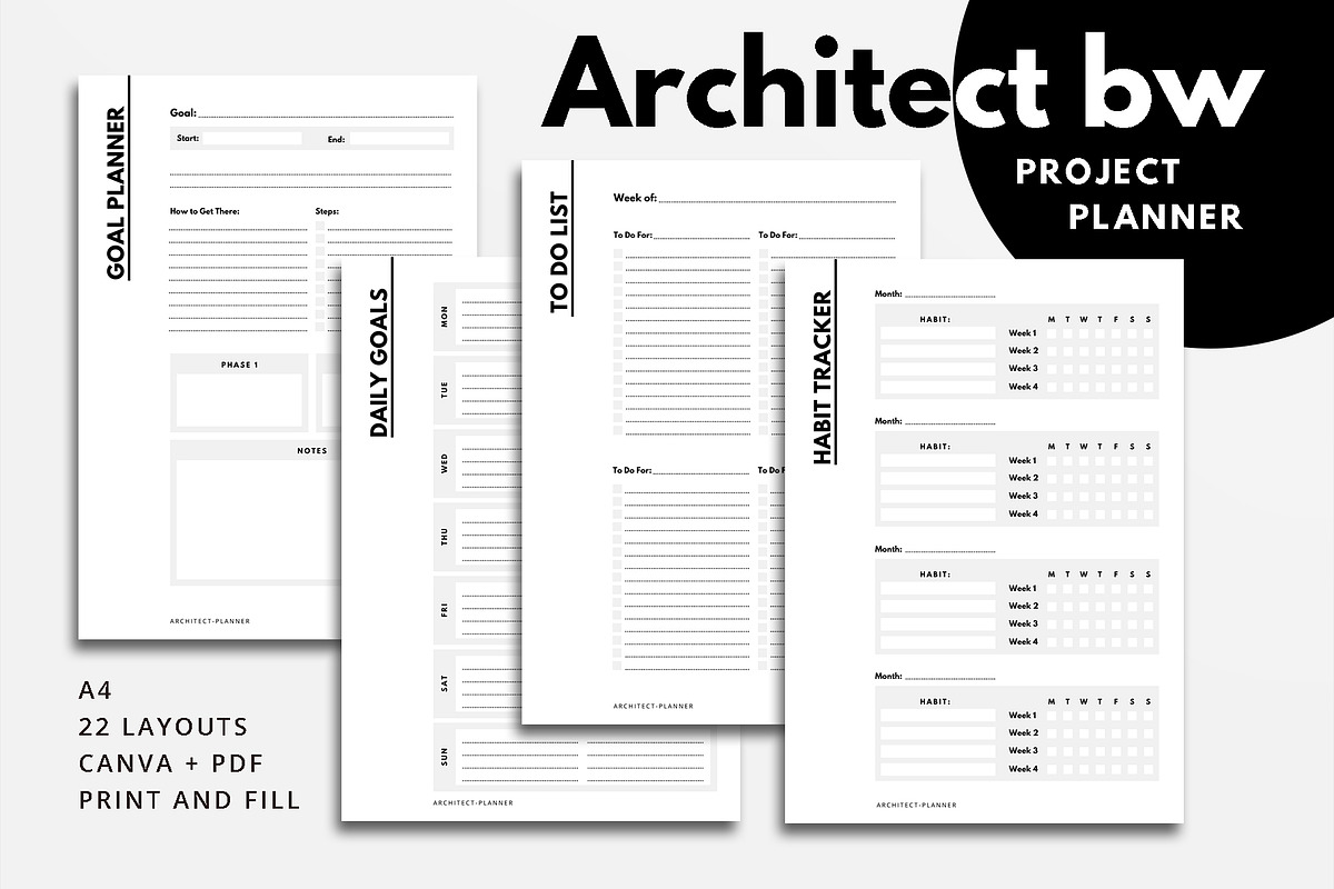 Architect Minimal Planner Template, a Stationery Template by velvetmade.designs (Photo 1 of 13)