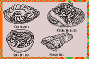 Mexican food. Hand drawn clipart., a Food Illustration by TatianaBannikova (Thumbnail 3 of 8)