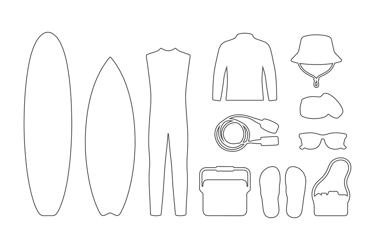 Surfing Equipment Vector Set Bundle, a Decorative Illustration by MkStudio (Photo 3 of 3)