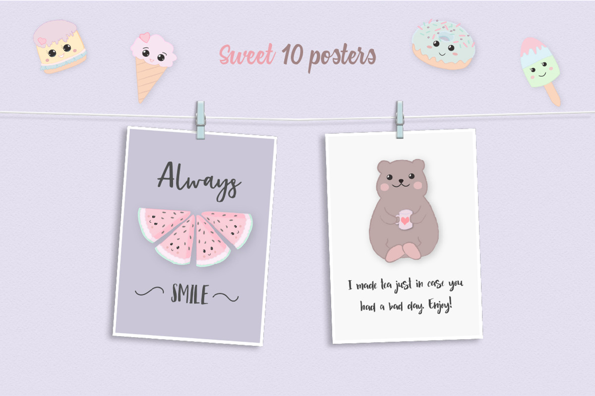 Sweet Kawaii Cake Set, an Animal Illustration by Irena Art (Photo 3 of 7)
