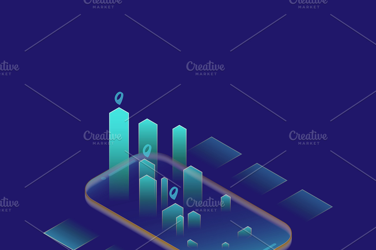Smartphone with graphs in isometric, an iPhone Mockup by majcot (Photo 6 of 6)
