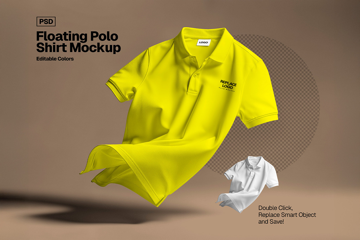 Floating Polo Shirt Mockup, a Shirt Mockup by Elite Mockups