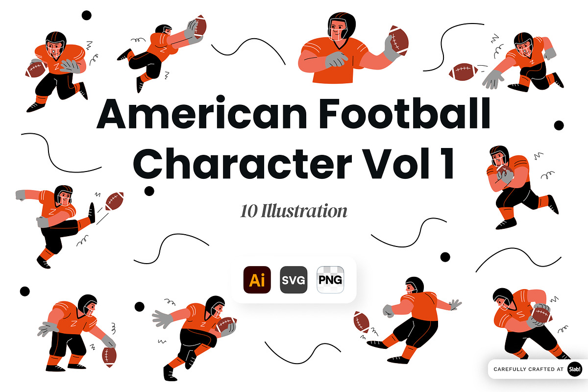 American Football Character Vol 1, a Sport Illustration by SLAB! Design (Photo 1 of 3)