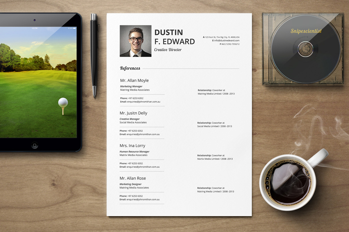 Premium Resume CV Template Set, a Resume Template by SNIPESCIENTIST (Photo 3 of 5)