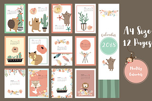 Calendar 2018 With Cute Animal 2