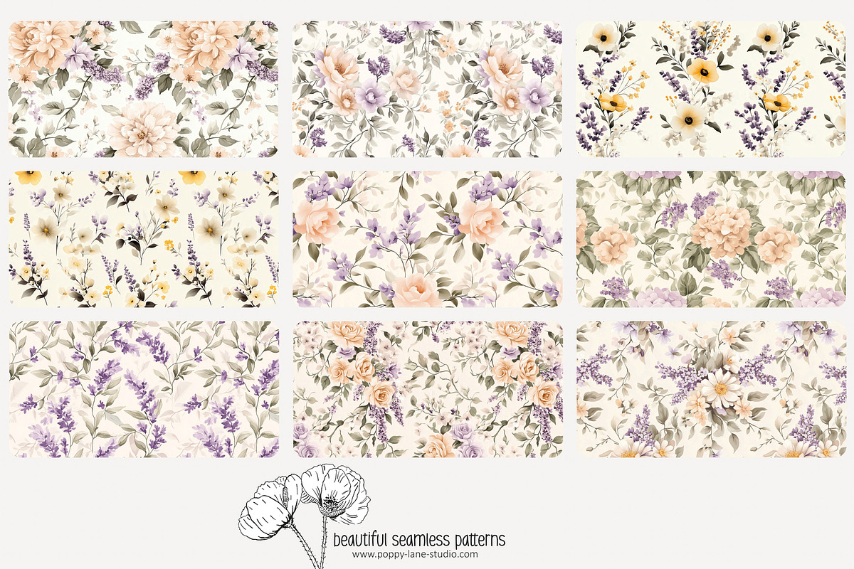 70 Provence floral seamless pattern, a Pattern Graphic by Poppy Lane Studio (Photo 8 of 10)