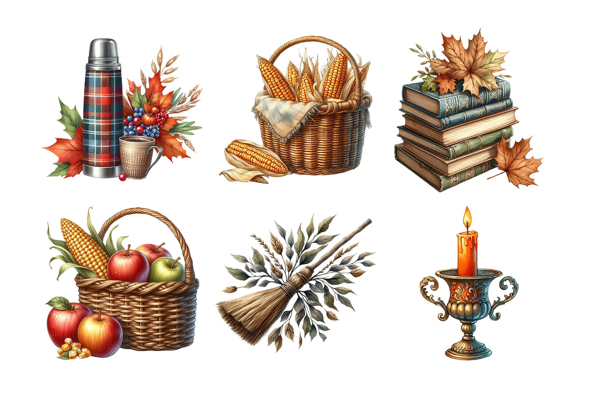 Vintage Fall Decorations Clipart, an Illustration by Daily.Designs (Photo 3 of 5)