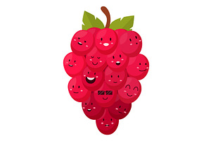 Funny berries. Cartoon grape berry, a Food Illustration by Valerie Bodnar