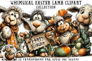Whimsical Easter Lamb Clipart, an Illustration by OK Design