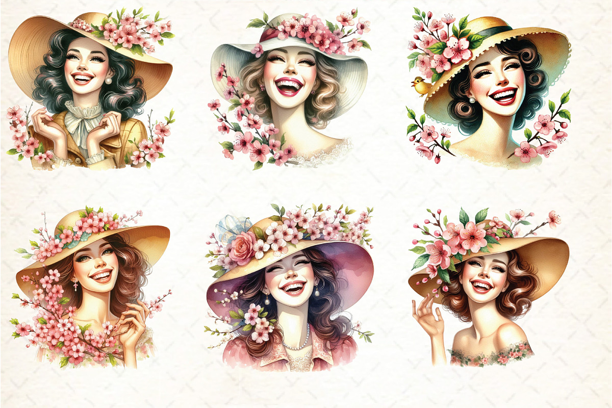 Spring Pin Up Girl Clipart, an Illustration by DreamCafeArt (Photo 3 of 6)