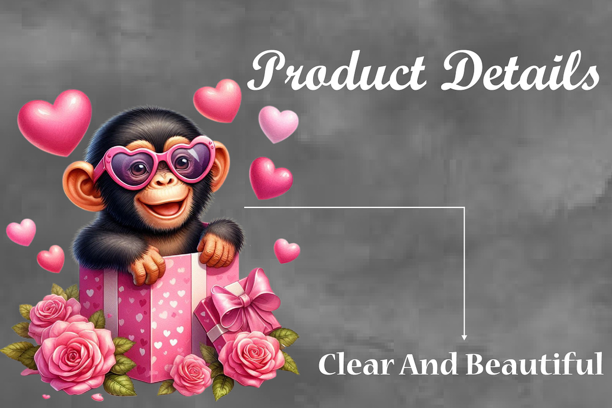 Valentine Cute Monkeys Clipart, a Seasonal Illustration by Craft Nest (Photo 3 of 5)