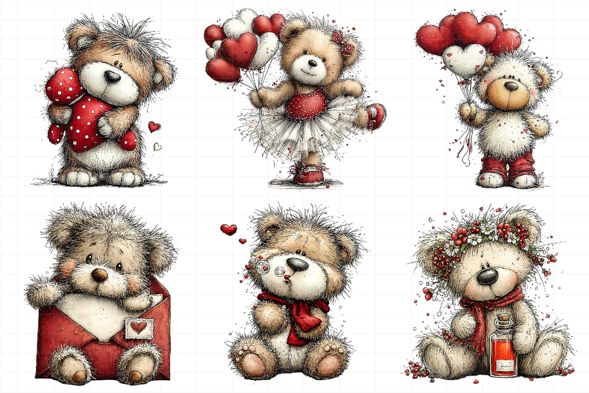 Valentine Teddy Bear Clipart, an Illustration by Daily.Designs (Photo 8 of 8)