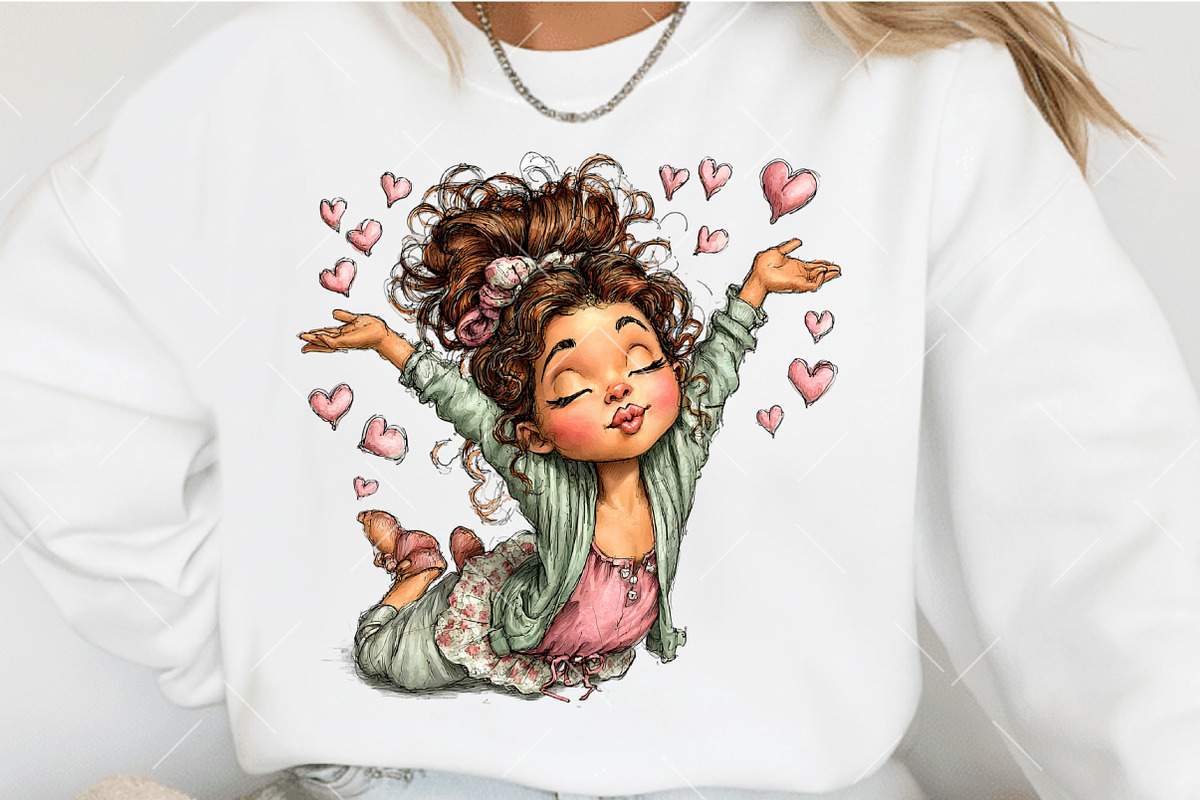 Whimsical Valentine Girl Clipart, an Illustration by OK Design (Photo 6 of 6)