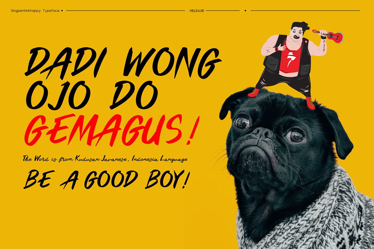 Gemagus Typeface, a Script Font by singpentinkhappy (Photo 2 of 8)
