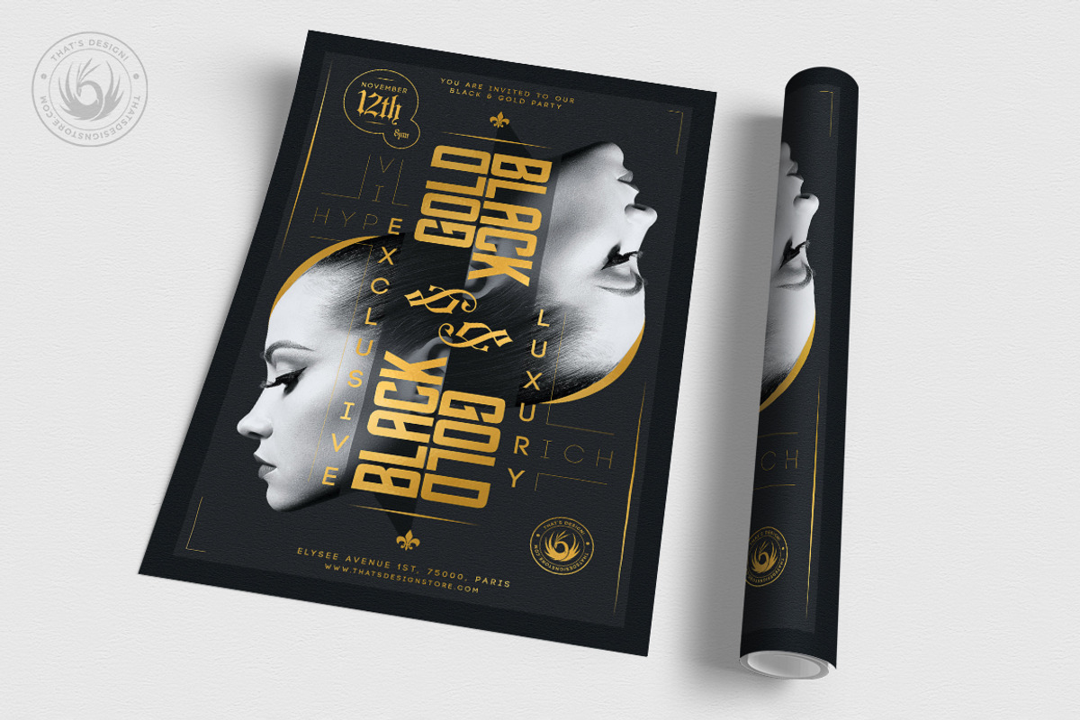 Black and Gold Flyer Template V17, a Flyer Template by ThatsDesignArt (Photo 3 of 8)