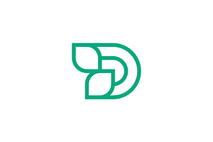 modern letter D leaf nature logo
