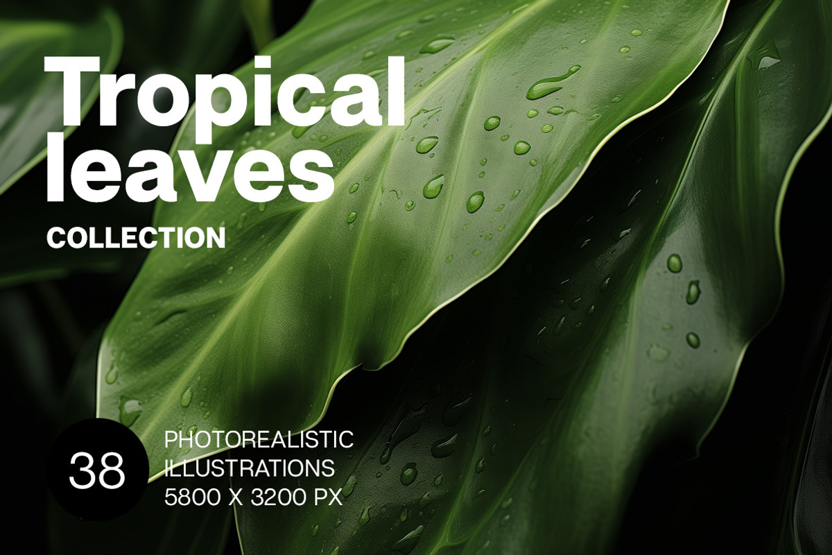 Tropical leaves. 38 images, a Decorative Illustration by Handmadefont (Photo 1 of 10)