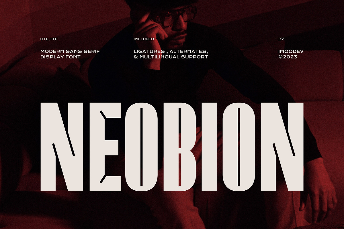 Neobion - Modern Condensed Font, a Sans Serif Font by Imoodev (Photo 1 of 5)