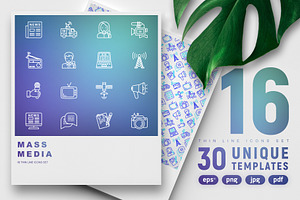 Mass Media Icons Set | 30 Templates, an Outline Icon by Alex Blogoodf