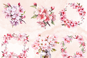 Watercolor Cherry Blossom Collection, a Decorative Illustration by GiraffeCreative (Thumbnail 6 of 9)