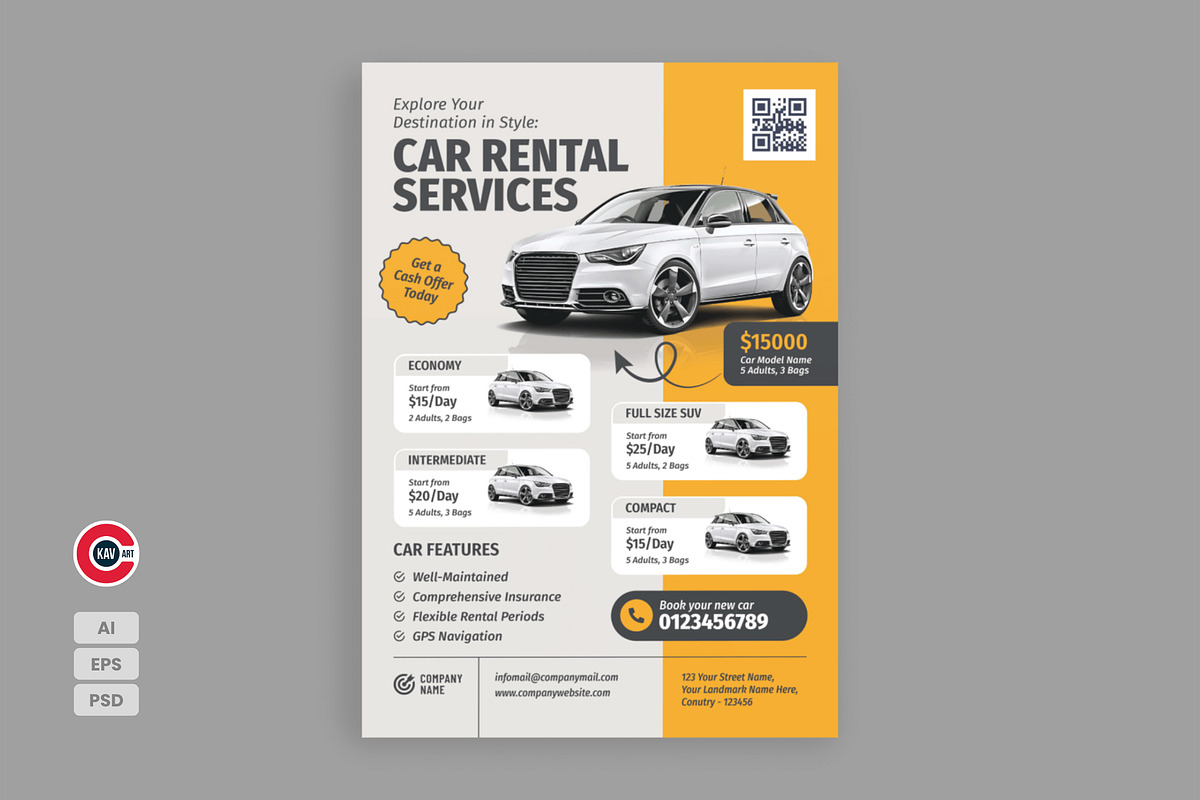 Car Rental Flyer Template Design, a Flyer Template by C-Kav (Photo 1 of 4)