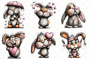 Whimsical Valentine Bunny Clipart, an Illustration by Black Bird Studio (Thumbnail 5 of 6)
