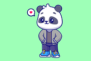 Cute Cool Panda Wearing Jacket, an Animal Illustration by Catalyst Labs (Thumbnail 1 of 3)