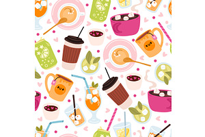 Beverages seamless pattern. Bubble, a Food Illustration by Vectorbuum