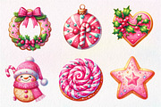 Pink Christmas Cookie Clipart, an Illustration by Dream Creation (Thumbnail 3 of 8)
